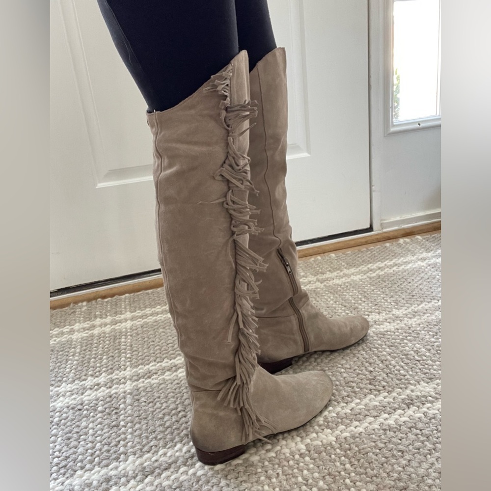 Nine West Fringe Boots taupe size 5.5